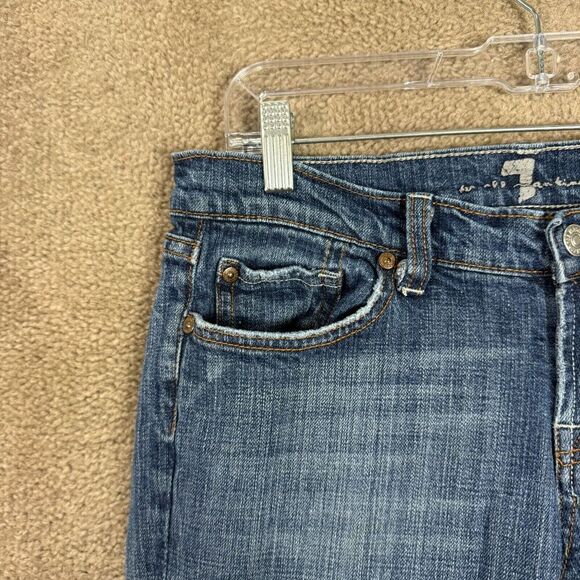 VTG 7 For All Mankind Bootcut Jeans Womens 28 Blue Denim Low Rise Embellished - Picture 3 of 13